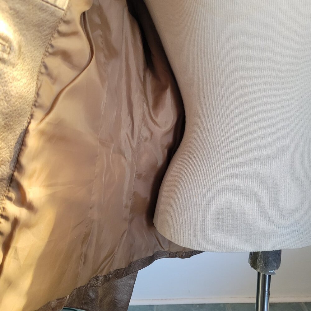 Bernardo Bronze Genuine Leather Blazer Jacket (Size: M) - Picture 10 of 16